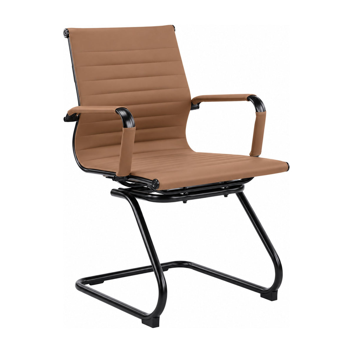 Hallmark Cantilever Chair with Black Frame in Coffee Brown