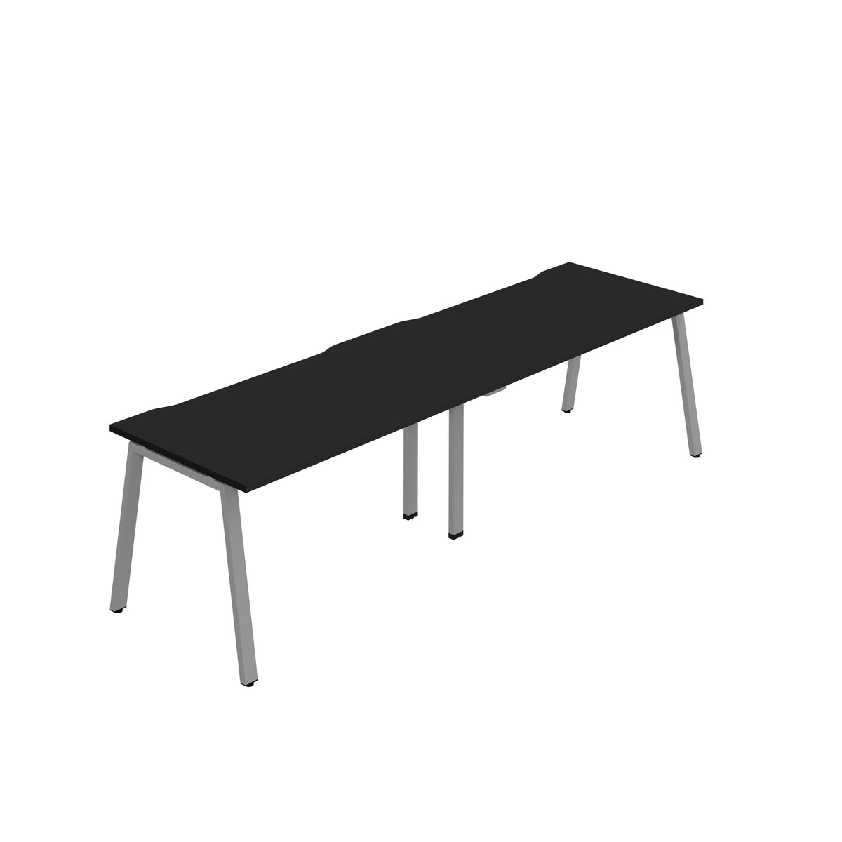 Hallmark A-Frame Single Row Bench Desk - 2 Person 2400mm - Black / Silver