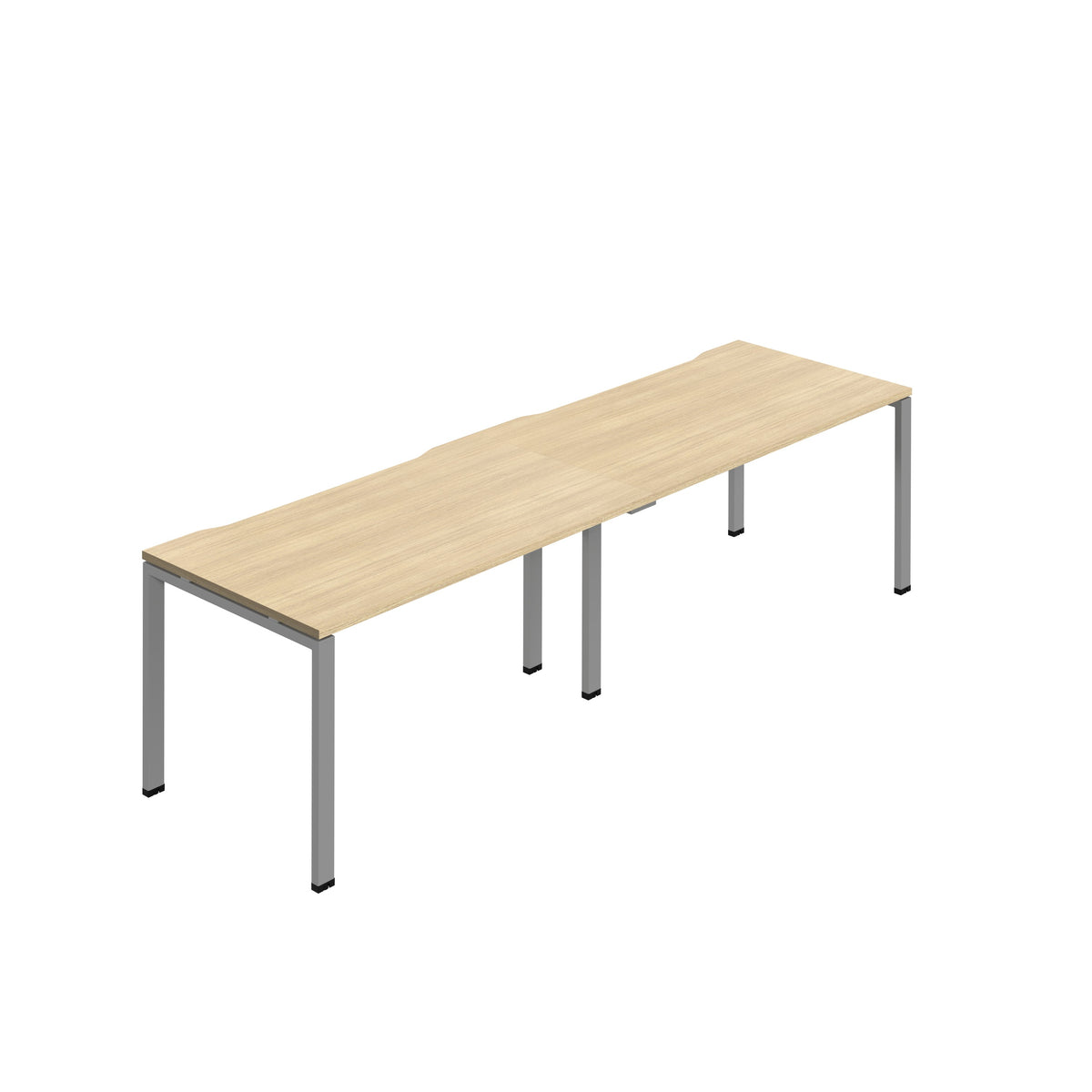 Hallmark Goal Post Single Row Bench Desk - 2 Person 2400mm - Nova Oak / Silver