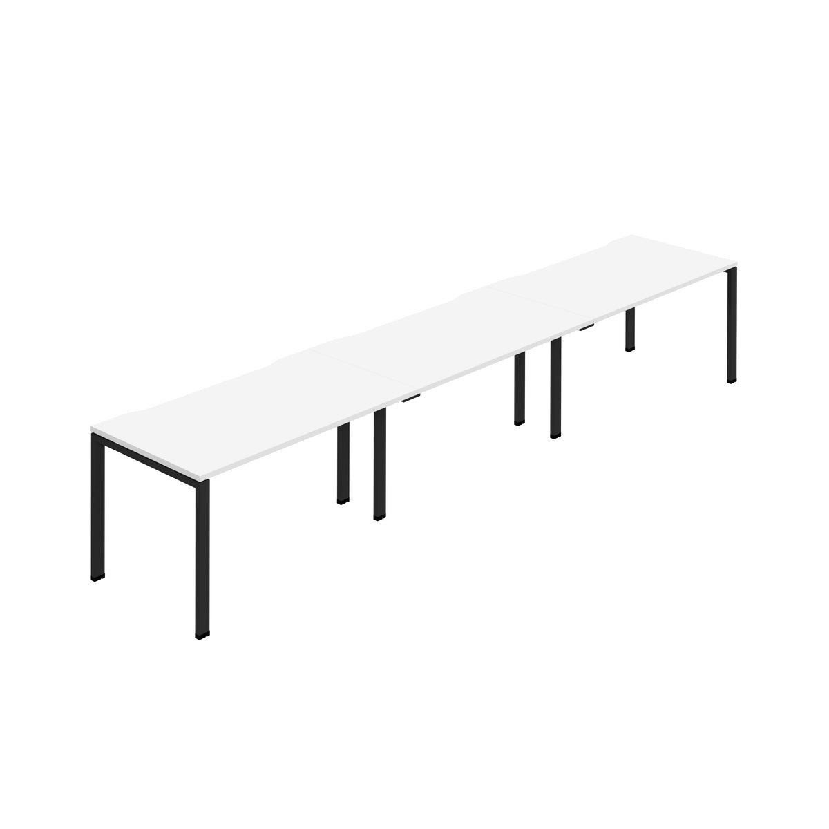 Hallmark Goal Post Single Row Bench Desk - 3 Person 3600mm - White / Black