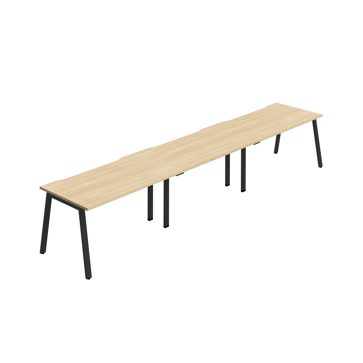 Hallmark A-Frame Single Row Bench Desk - 3 Person 4200mm - Nova Oak / Black