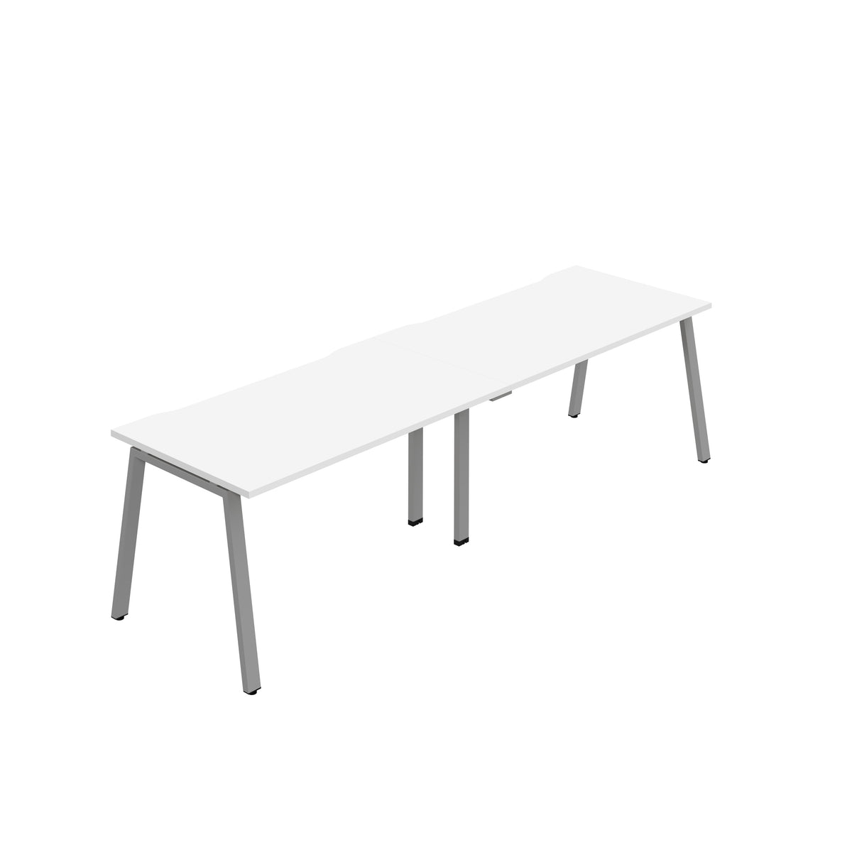 Hallmark A-Frame Single Row Bench Desk - 2 Person 2800mm - White / Silver