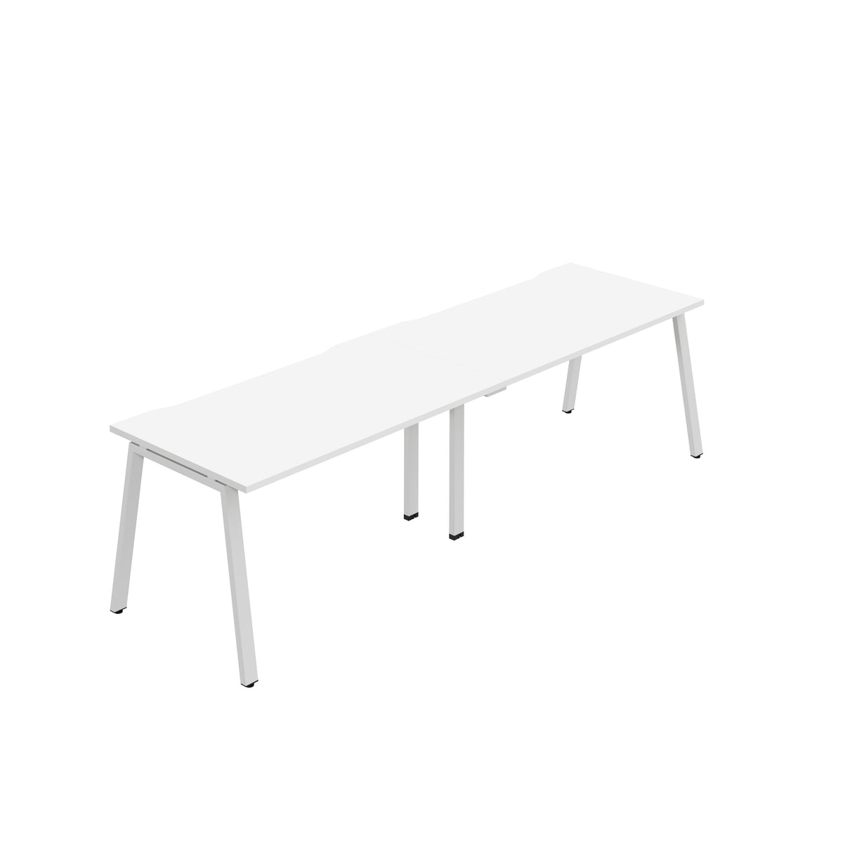 Hallmark A-Frame Single Row Bench Desk - 2 Person 2800mm - White / White