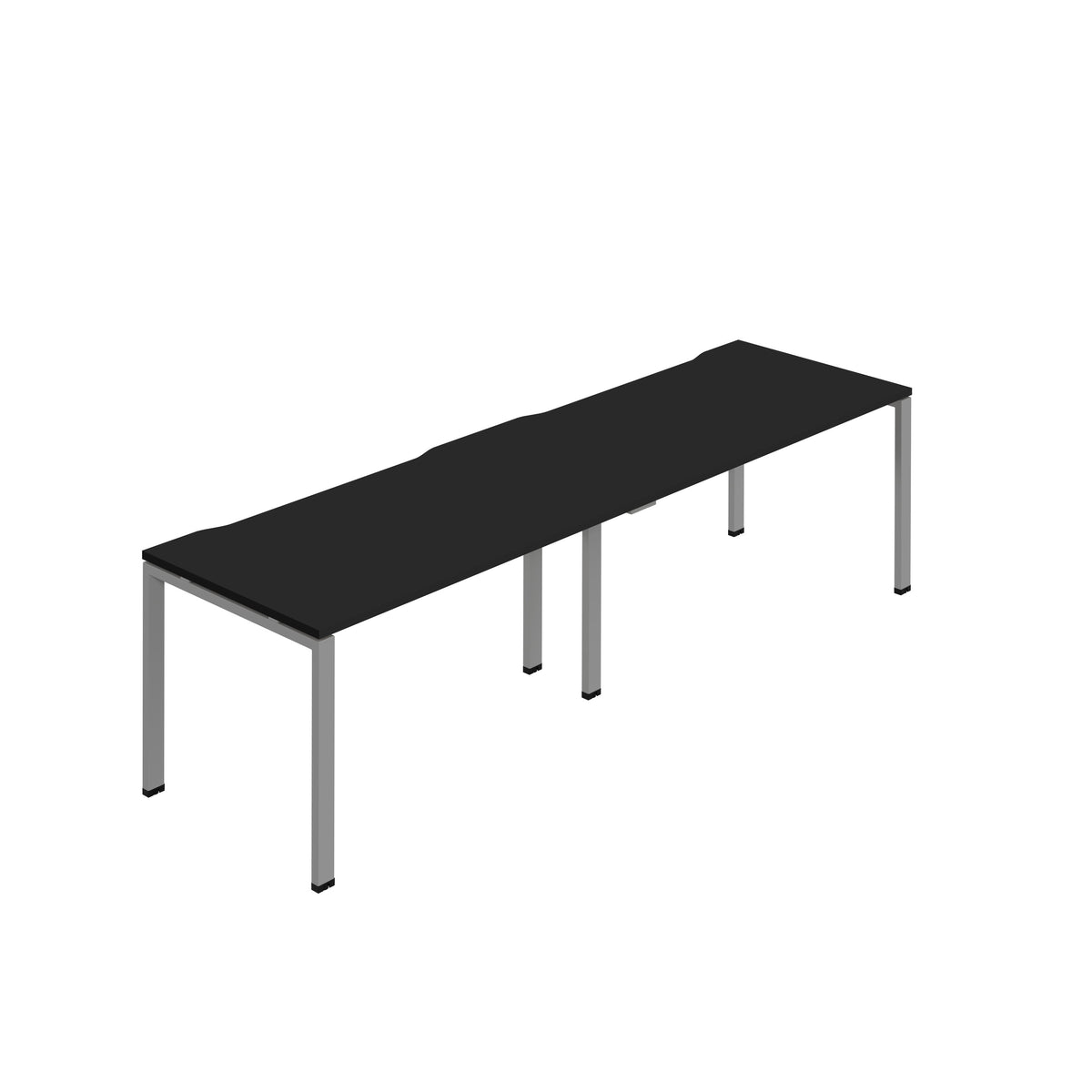 Hallmark Goal Post Single Row Bench Desk - 2 Person 2800mm - Black / Silver