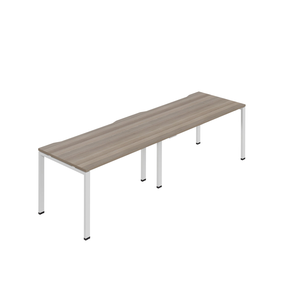 Hallmark Goal Post Single Row Bench Desk - 2 Person 2800mm - Grey Oak / White