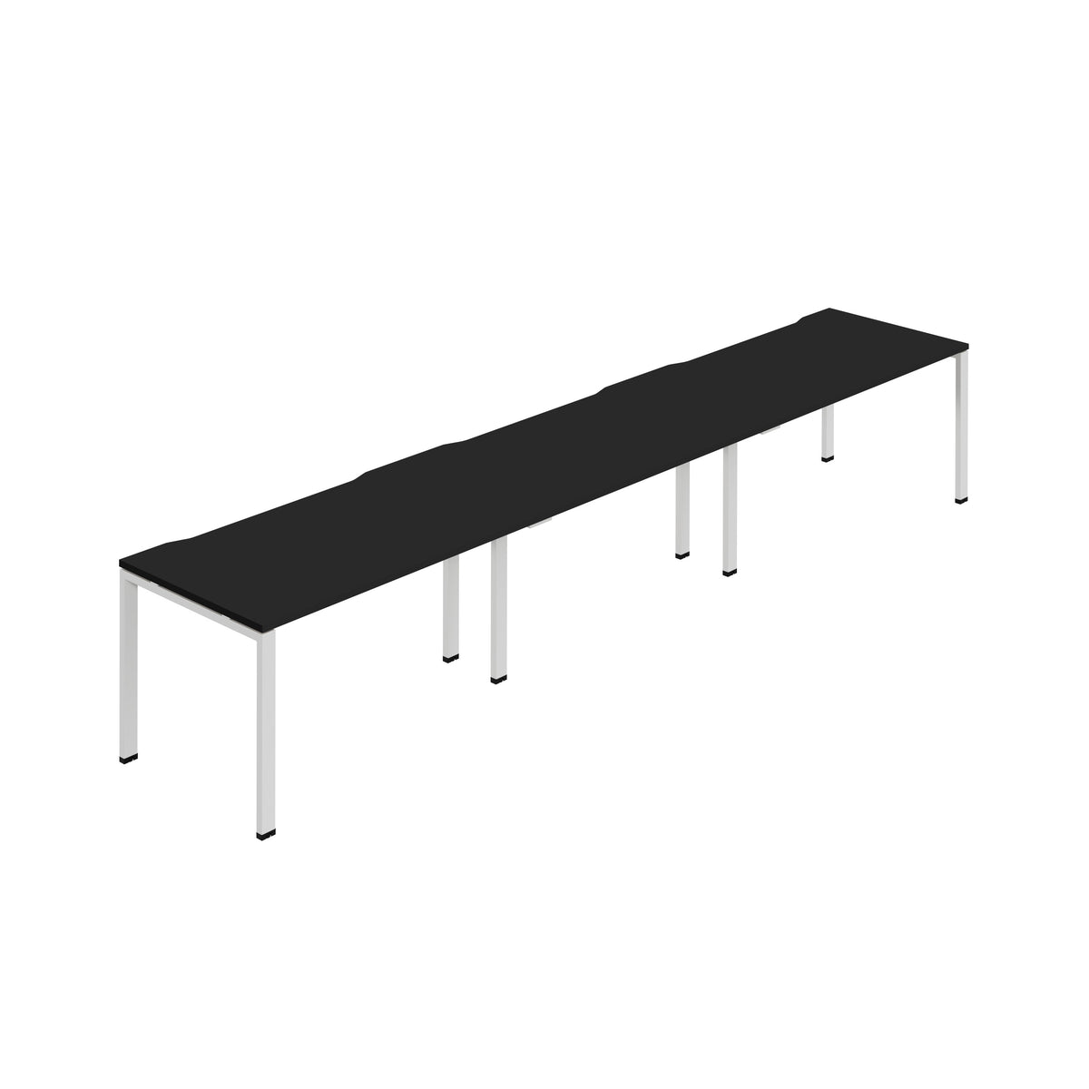 Hallmark Goal Post Single Row Bench Desk - 3 Person 4800mm - Black / White