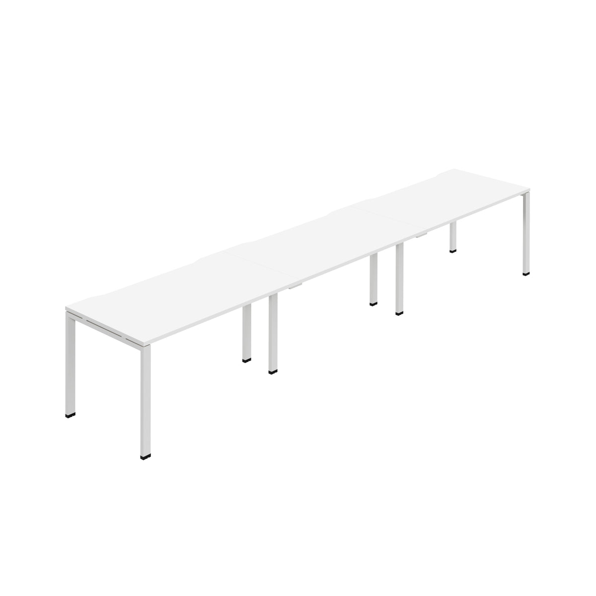 Hallmark Goal Post Single Row Bench Desk - 3 Person 4800mm - White / White