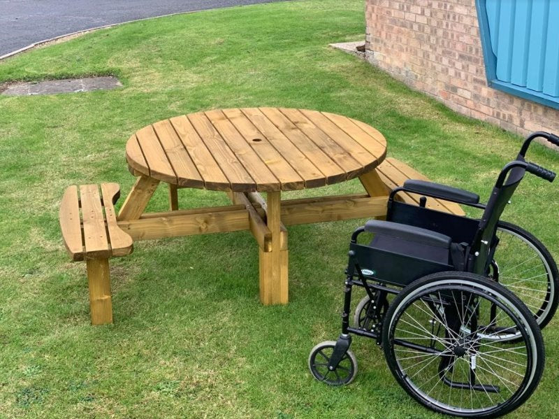 Cascade Round Picnic Table With Wheelchair Access (Draft) Picnic Tables Etimber