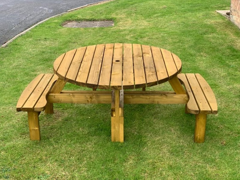 Cascade Round Picnic Table With Wheelchair Access (Draft) Picnic Tables Etimber