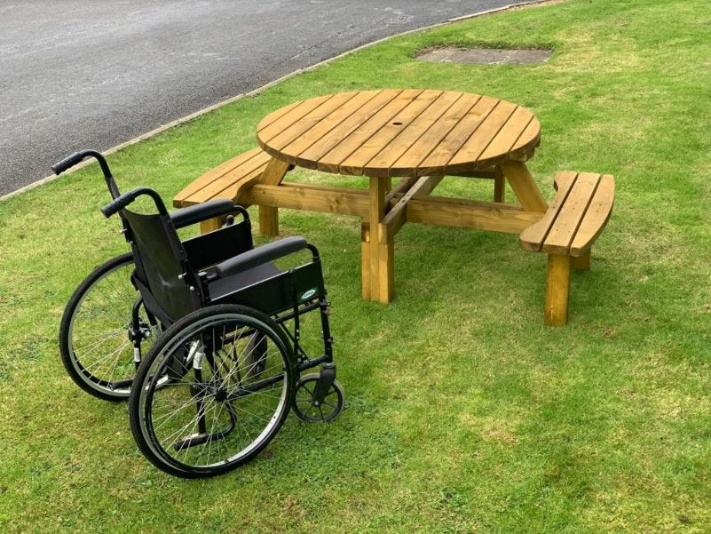 Cascade Round Picnic Table With Wheelchair Access (Draft) Picnic Tables Etimber