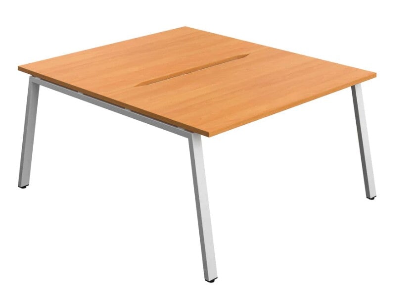 Synergy 2 Person Bench Desk 1400 Desks TC Group Beech Silver