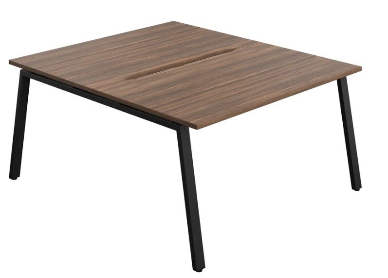 Synergy 2 Person Bench Desk 1400 Desks TC Group Walnut Black