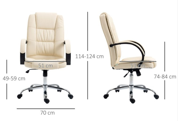 Vinsetto Executive Cream Leather Office Chair Office Chairs AOSOM