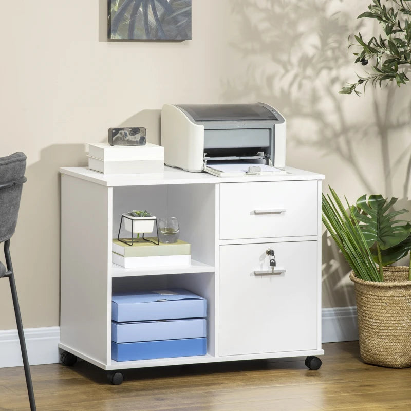 Vinsetto Filing Cabinet with Wheels (Draft) FILING AOSOM White