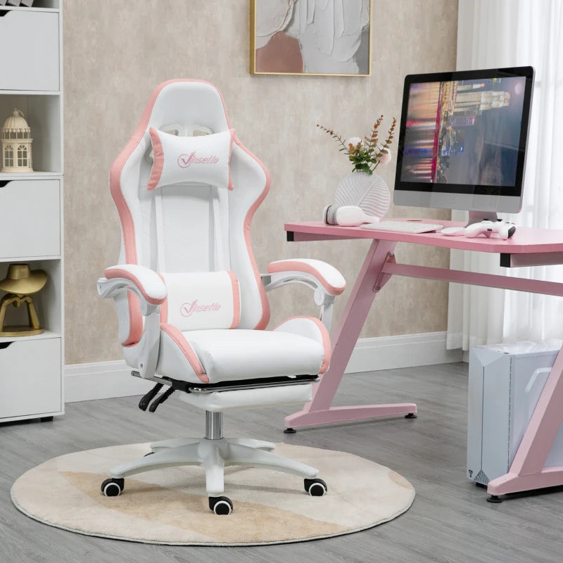 White Vinsetto Gaming Chair EXECUTIVE AOSOM White & Pink
