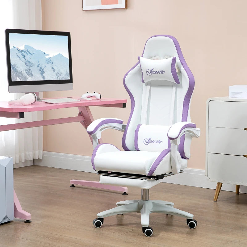 White Vinsetto Gaming Chair EXECUTIVE AOSOM White & Purple