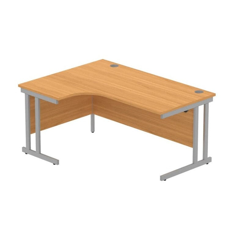 Workwise Office Left Hand Corner Desk With Steel Double Upright Cantilever Frame Desks TC GROUP 1600X1200 Norwegian Beech/Silver