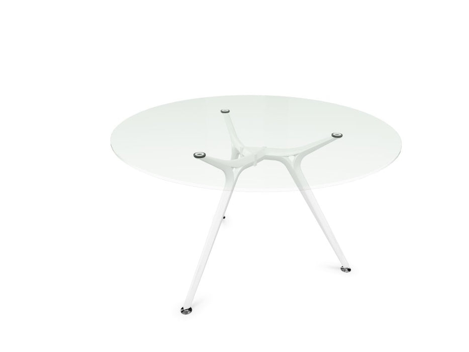 Arkitek Circular Meeting Table BOARDROOM Actiu White Clear Glass 1000mm Diameter