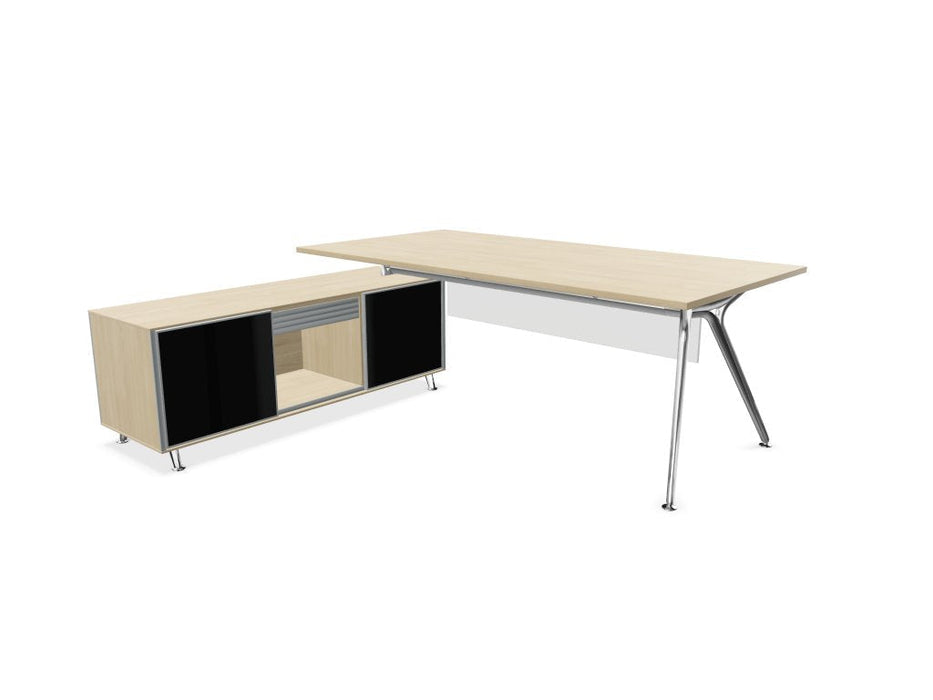 Arkitek Executive desk with Block Supporting Storage Executive Office Desks Actiu Light Oak Left return Polished