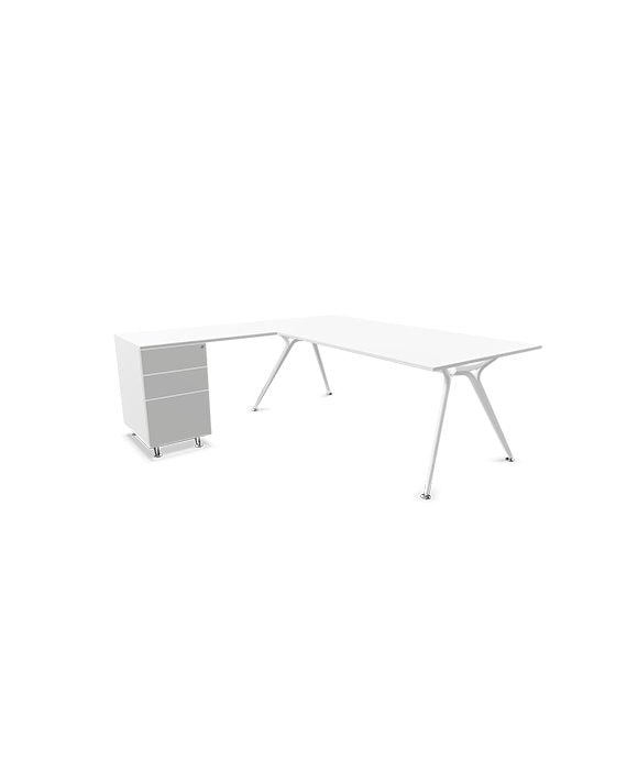 Arkitek Executive desk with supported return - White Frame Executive Desks Actiu 
