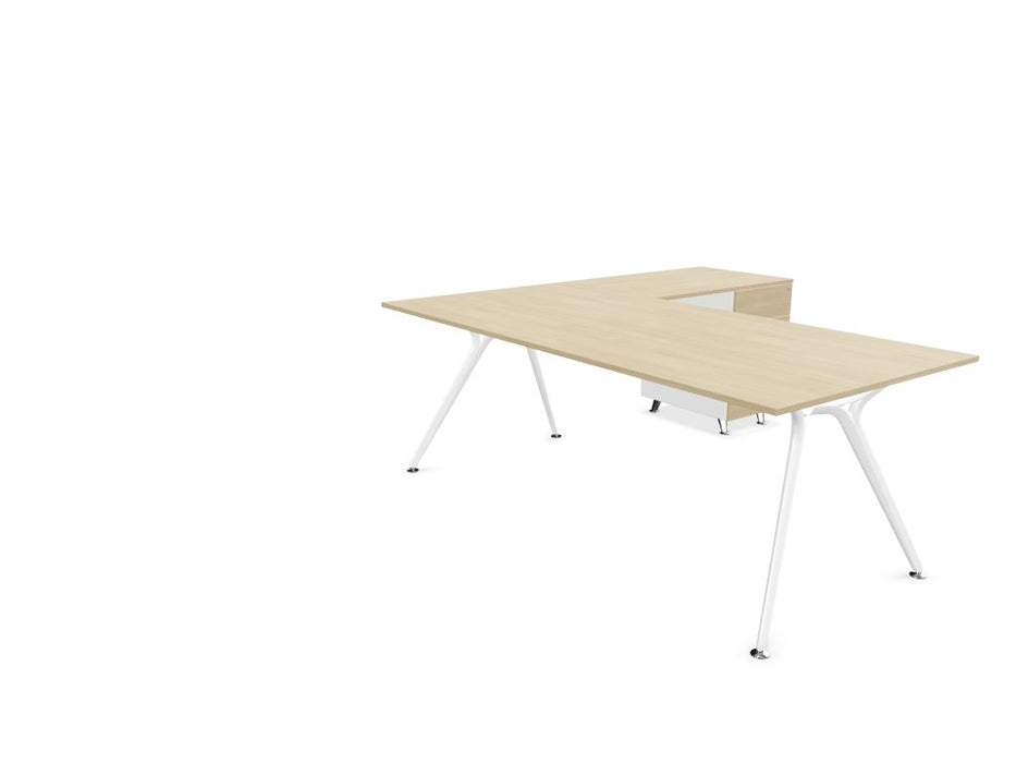 Arkitek Executive desk with supported return - White Frame Executive Desks Actiu Light Oak None Right Return