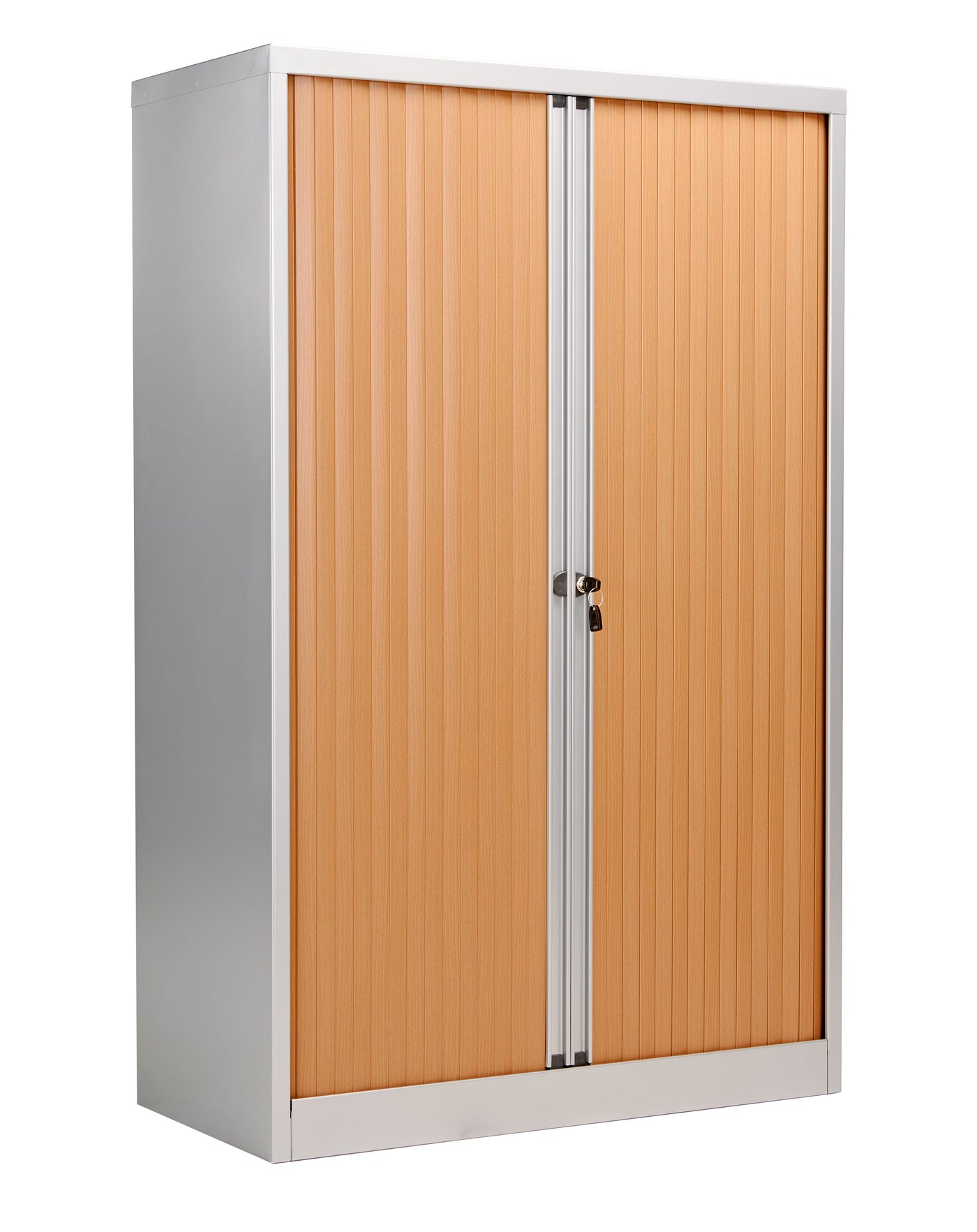 Bisley Essentials Steel Side Open 1585 Tambour Storage TC Group Beech/Silver