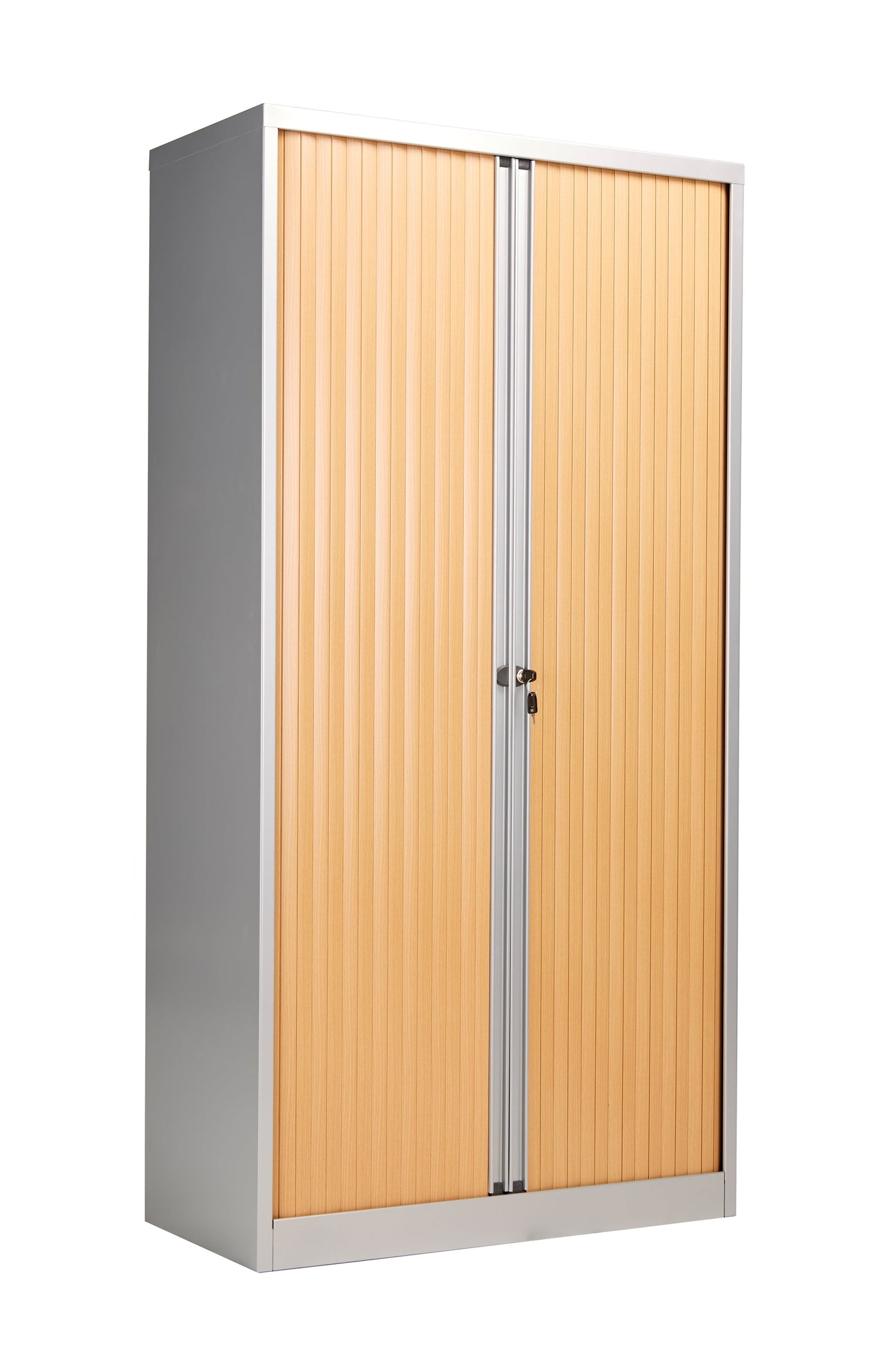 Bisley Essentials Steel Side Open 1985mm Tambour Storage TC Group Oak/Silver