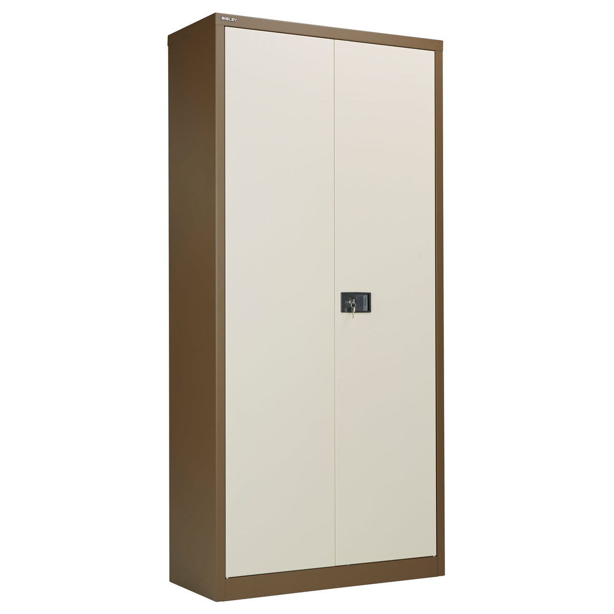 Bisley Steel Double Door Contract Cupboard Inc 4 Shelves Storage TC Group Coffee Cream