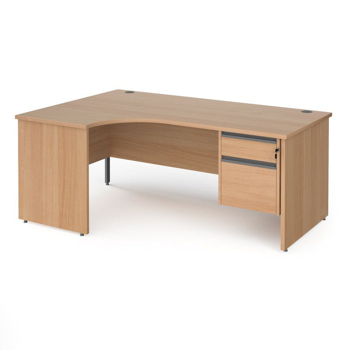 Contract 25 left hand ergonomic desk with 2 drawer pedestal and panel leg Desking Dams 