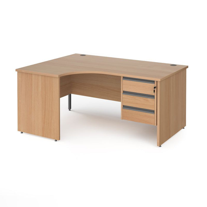 Contract 25 left hand ergonomic desk with 2 drawer pedestal and panel leg Desking Dams 