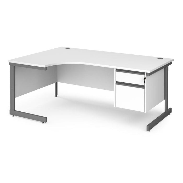 Contract 25 left hand ergonomic desk with 2 drawer pedestal Desking Dams 