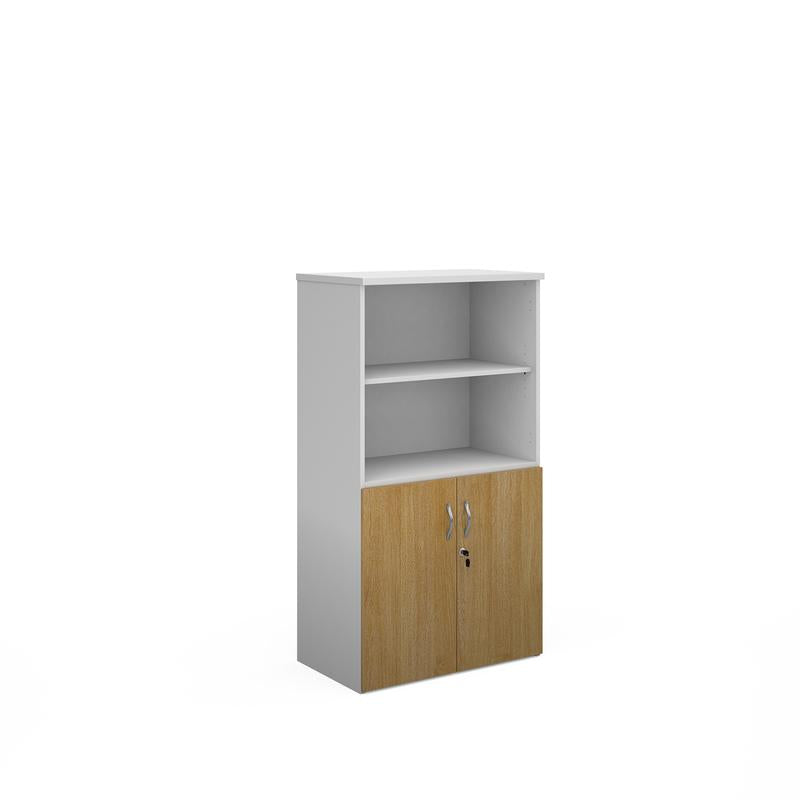 Duo combination unit with open top 1440mm high with 3 shelves Wooden Storage Dams White/Oak