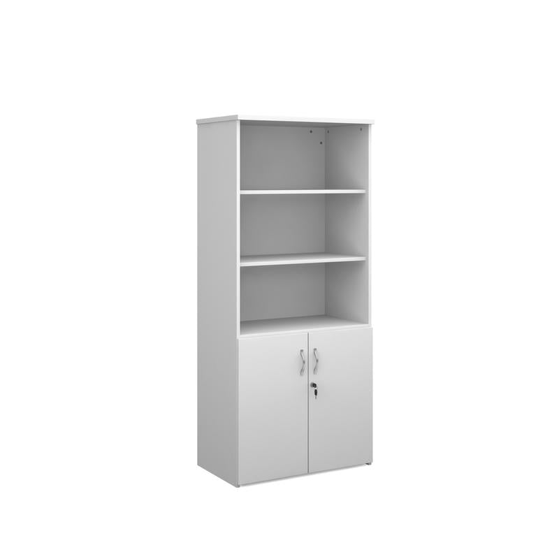 Duo combination unit with open top 1790mm high with 4 shelves Wooden Storage Dams White