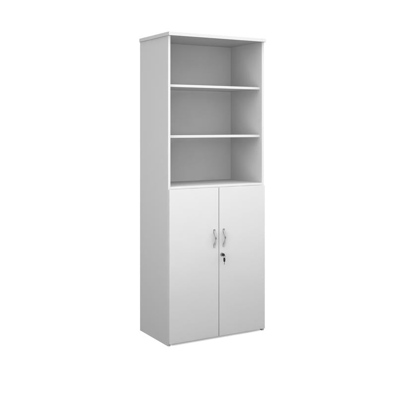 Duo combination unit with open top 2140mm high with 5 shelves Wooden Storage Dams White