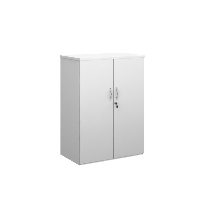 Duo double door cupboard 1090mm high with 2 shelves Wooden Storage Dams White