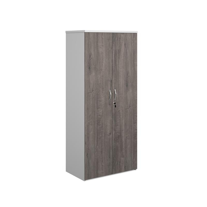Duo double door cupboard 1790mm high with 4 shelves Wooden Storage Dams White/Grey Oak