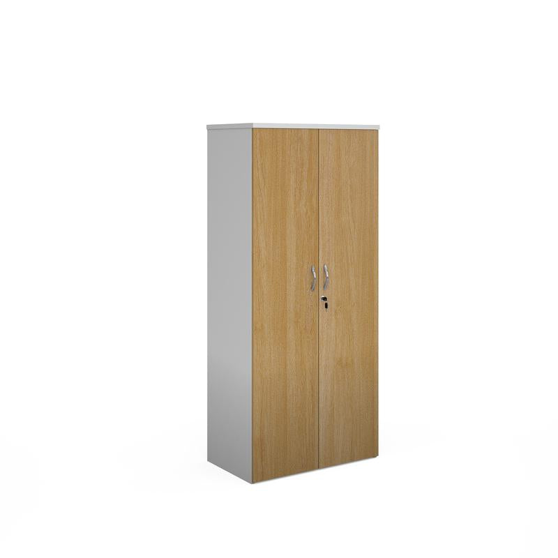 Duo double door cupboard 1790mm high with 4 shelves Wooden Storage Dams White/Oak