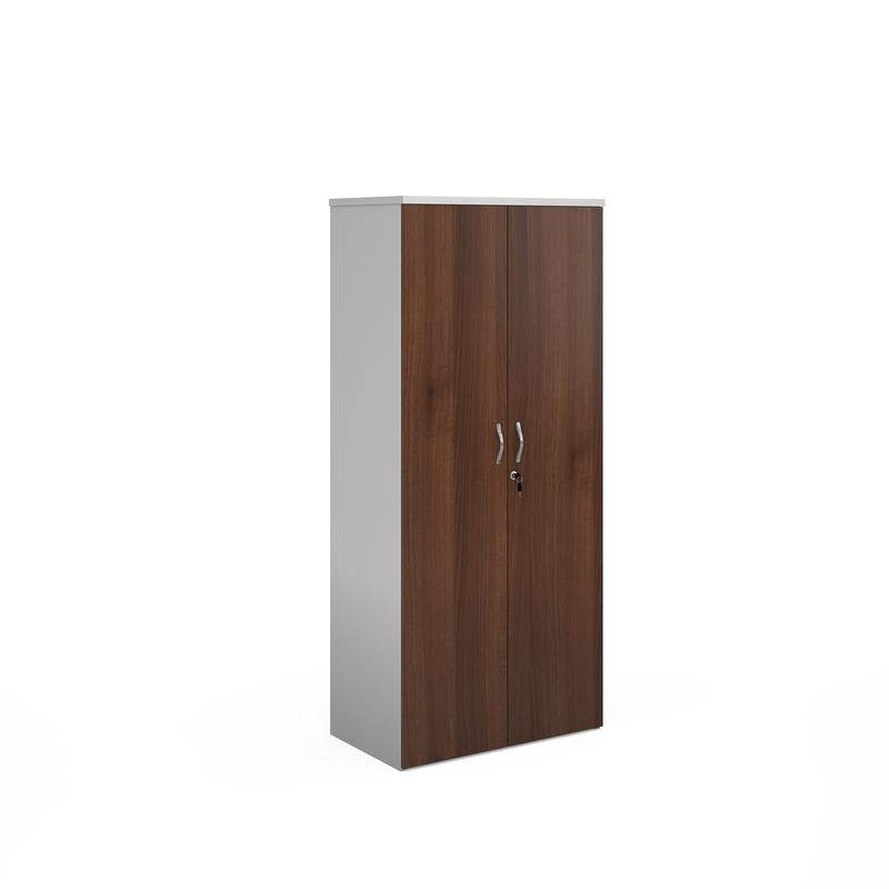 Duo double door cupboard 1790mm high with 4 shelves Wooden Storage Dams White/Walnut