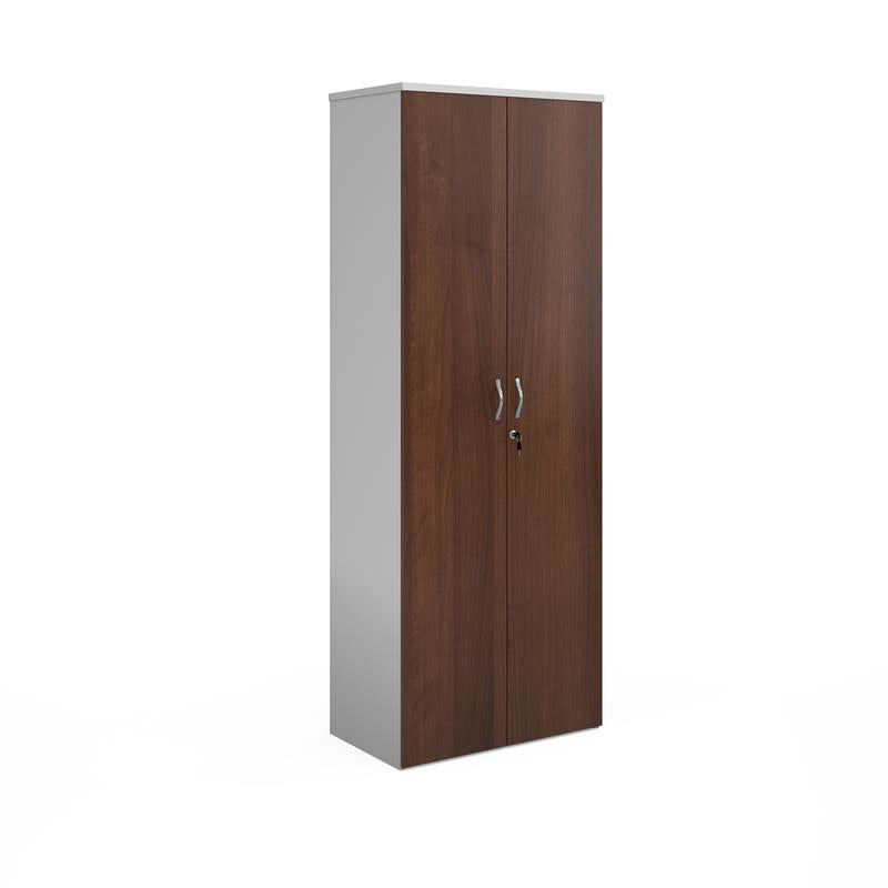 Duo double door cupboard 2140mm high with 5 shelves Wooden Storage Dams White/Walnut