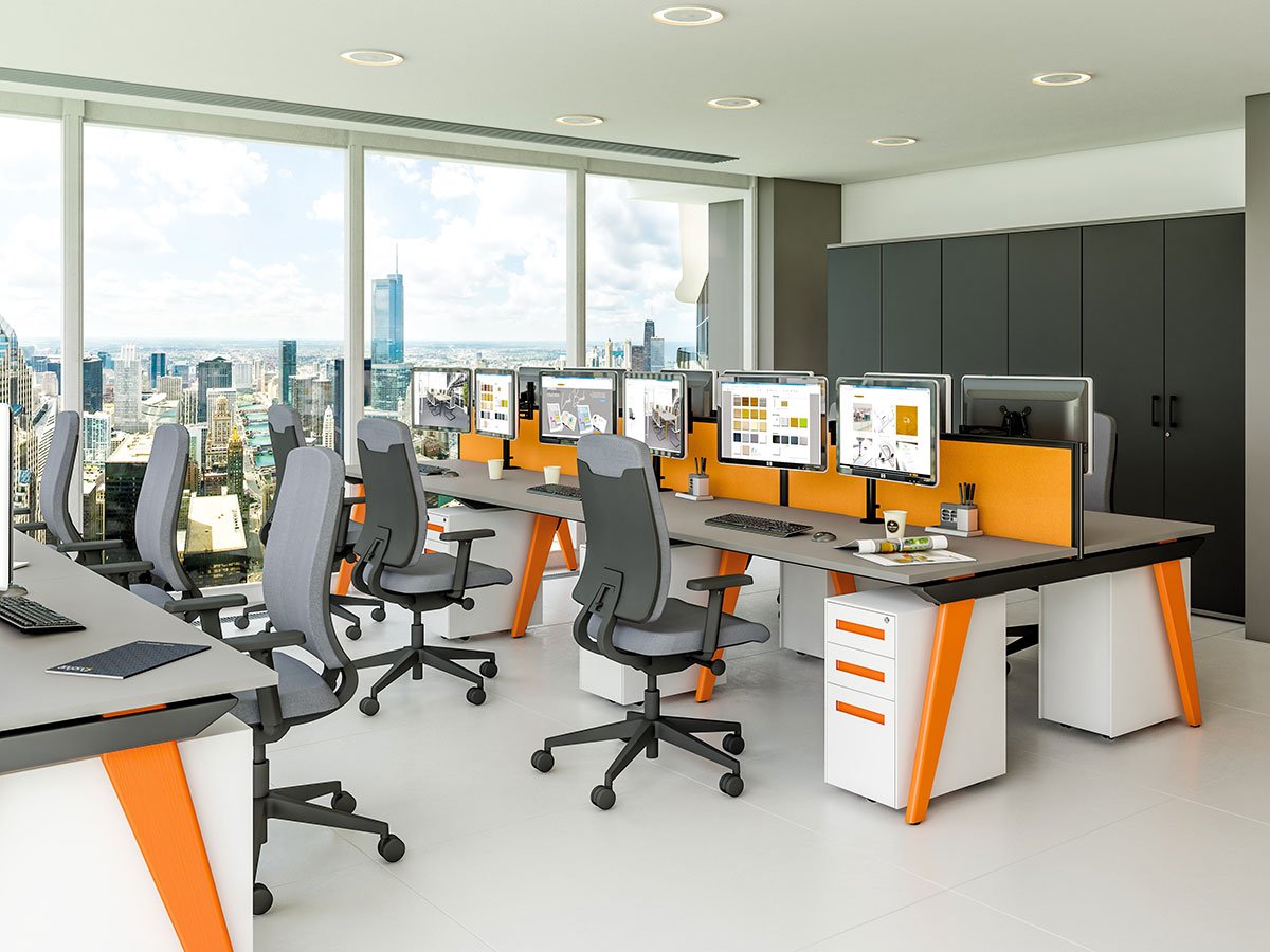 Evolution 4 Person Bench Desks BENCH DESKS Imperial