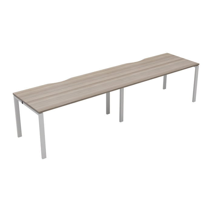 Express 2 person single bench desk 3200mm x 800mm BENCH TC Group White Grey Oak 