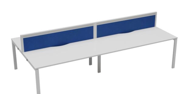 Express 4 Person White Office Bench Desk 2400mm x 1600mm BENCH TC Group White White With Gap