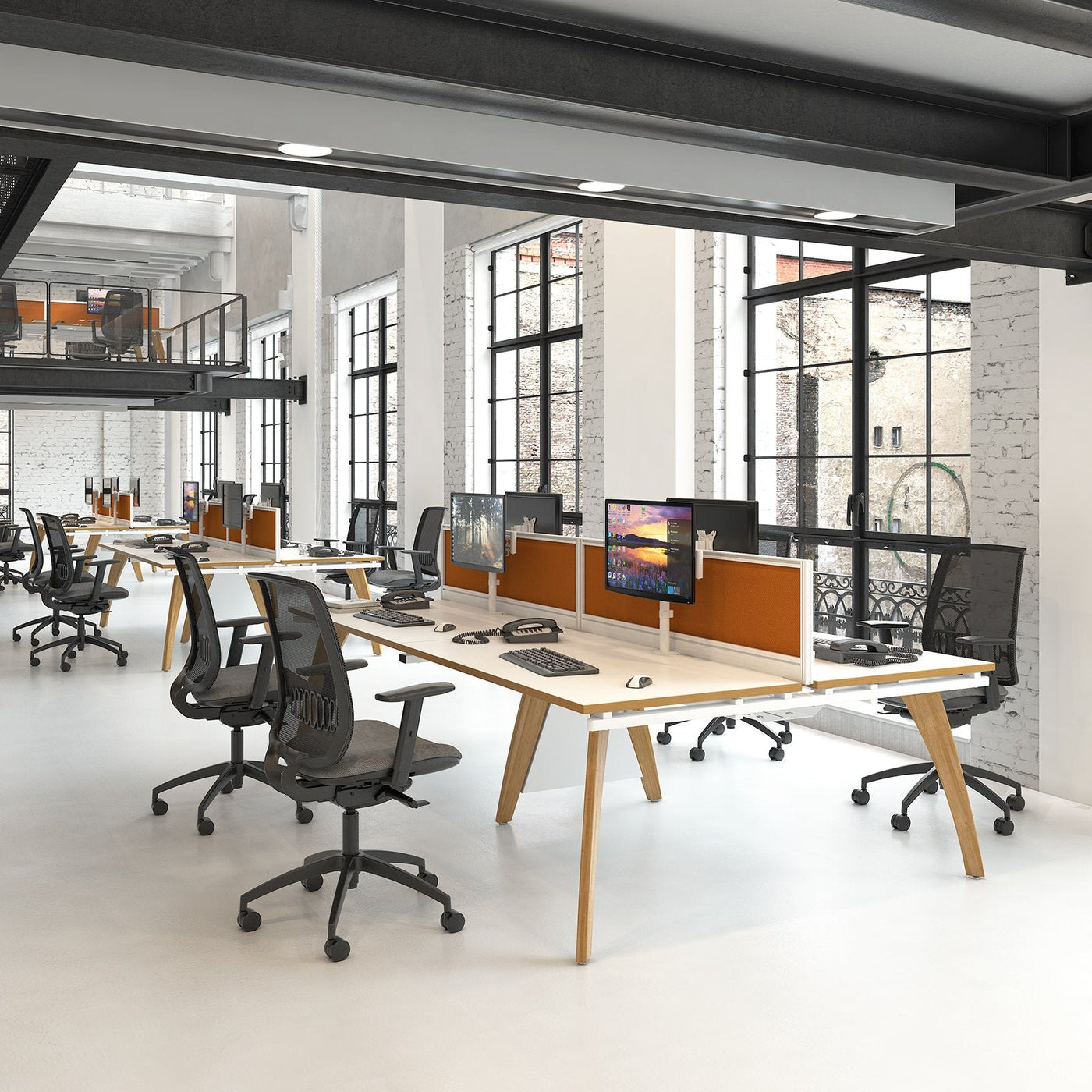 Fuze 2 person Office bench desks BENCH DESKS Dams