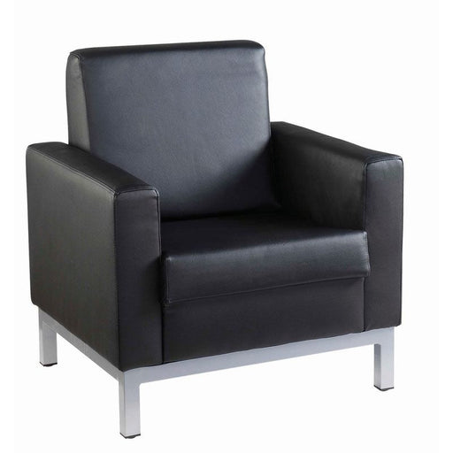 Helsinki square back reception single tub chair 800mm wide - black leather faced Soft Seating Dams 