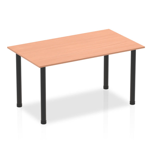 Impulse 1400mm Straight Table With Post Leg Tables Dynamic Office Solutions Beech Black 