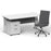 Impulse 1600mm Cantilever Straight Desk With Mobile Pedestal and Ezra Grey Executive Chair Impulse Bundles Dynamic Office Solutions White Silver 2