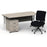 Impulse 1800mm Cantilever Straight Desk With Mobile Pedestal and Chiro Medium Back Black Operator Chair Impulse Bundles Dynamic Office Solutions Grey Oak White 3