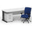 Impulse 1800mm Cantilever Straight Desk With Mobile Pedestal and Chiro Medium Back Blue Operator Chair Impulse Bundles Dynamic Office Solutions White Black 2