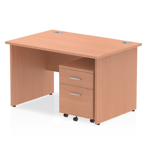 Impulse Panel End Straight Desk With Mobile Pedestal Workstations Dynamic Office Solutions Beech 1200 2 Drawer