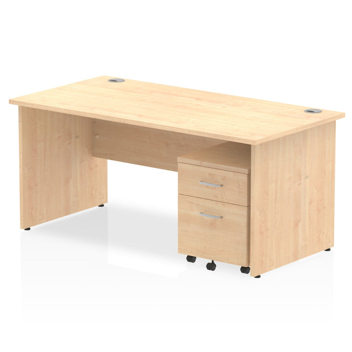 Impulse Panel End Straight Desk With Mobile Pedestal Workstations Dynamic Office Solutions Maple 1600 2 Drawer